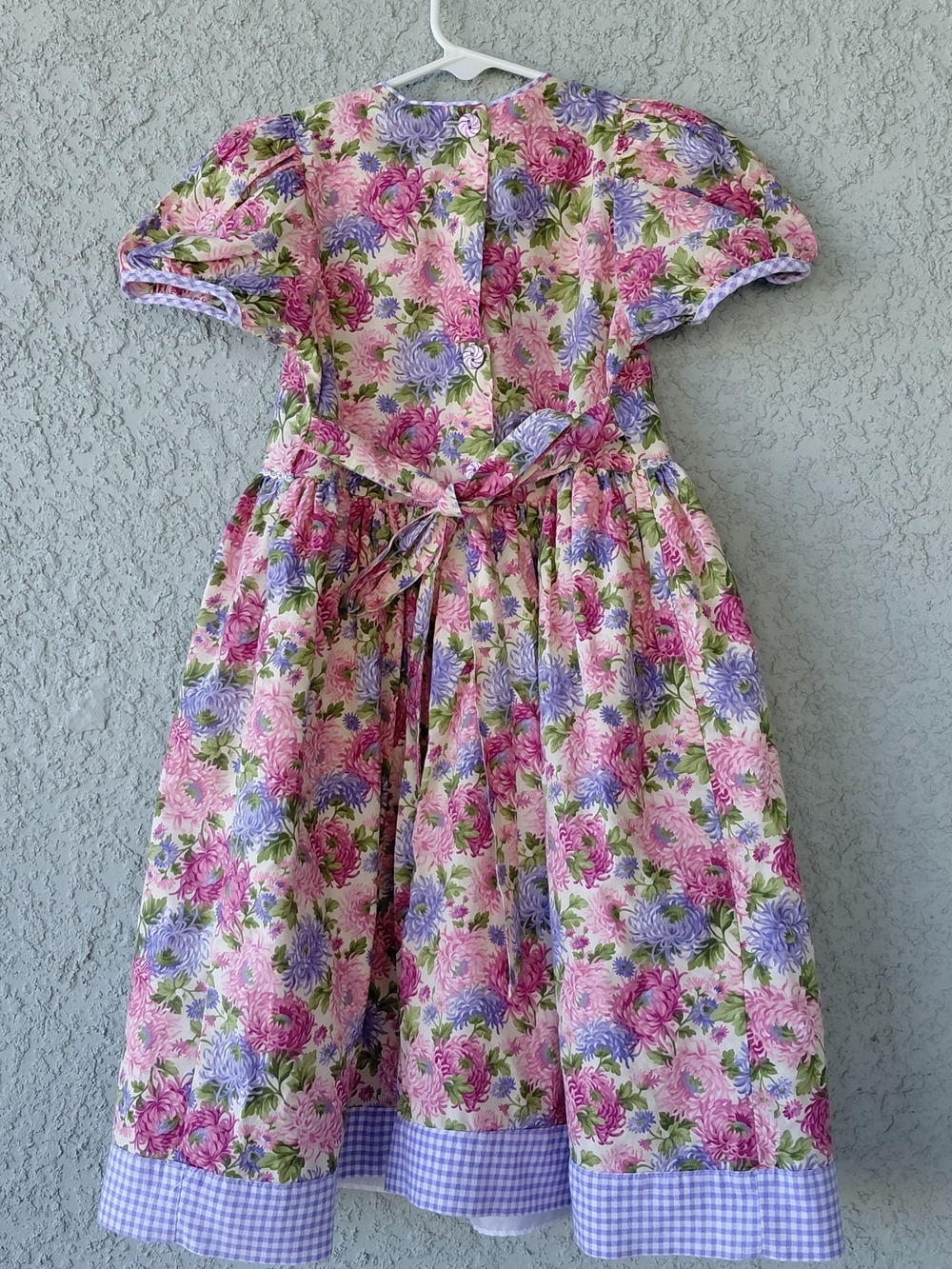 Vintage Girls Floral Dress Size 6 | Pink Purple Cottagecore Tie Back - Picture 4 of 15
